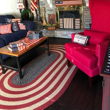 Colonial Rustic American Flag Braided Rugs - The Fox Decor